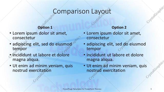 Comparison presentation slide layout