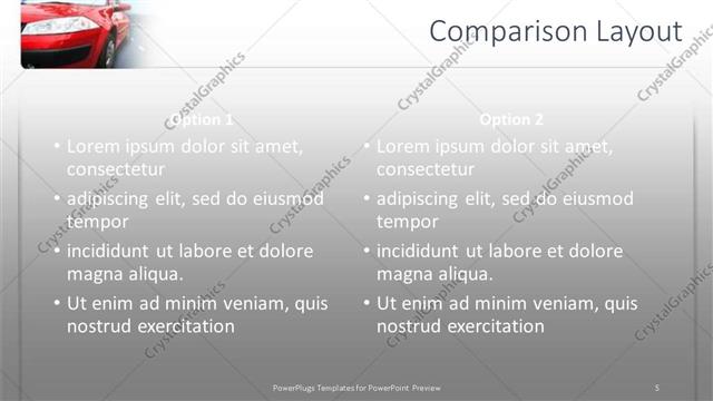 Comparison presentation slide layout