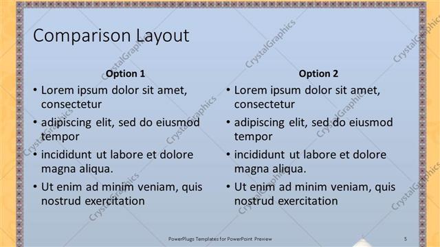 Comparison presentation slide layout