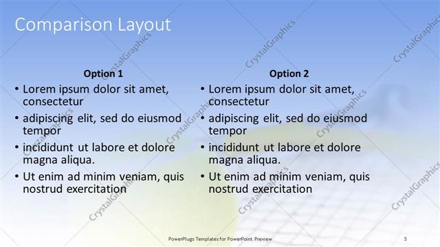 Comparison presentation slide layout