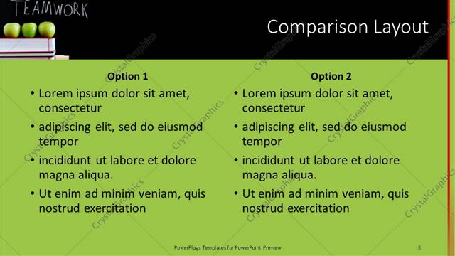 Comparison presentation slide layout