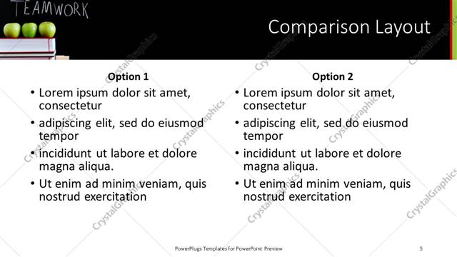 Comparison presentation slide layout