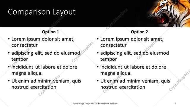 Comparison presentation slide layout
