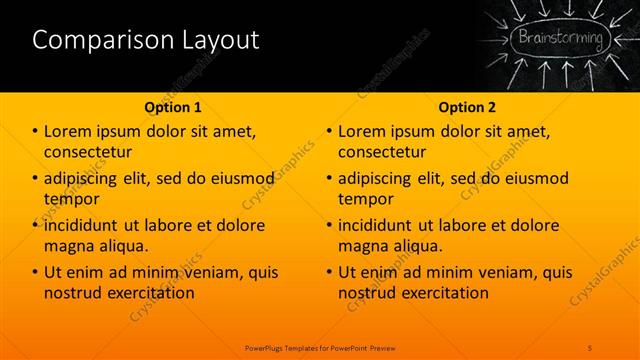 Comparison presentation slide layout