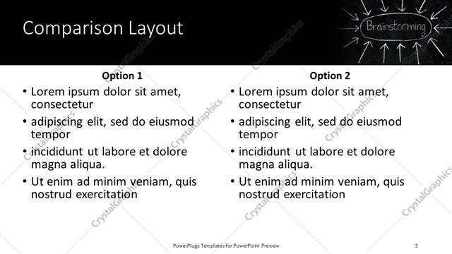 Comparison presentation slide layout