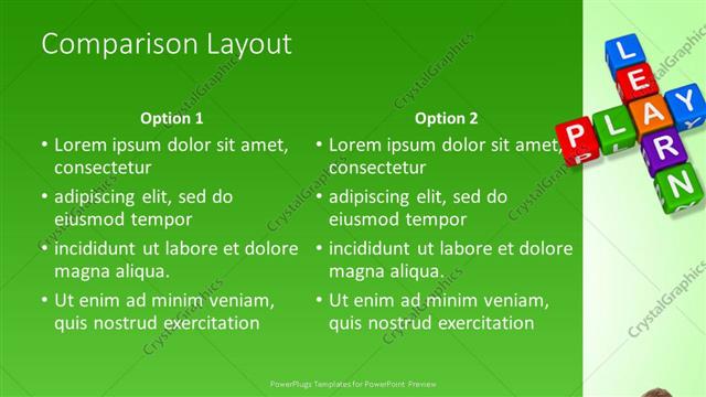 Comparison presentation slide layout