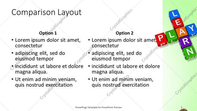 Comparison presentation slide layout