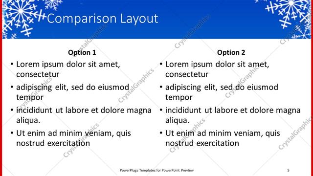Comparison presentation slide layout