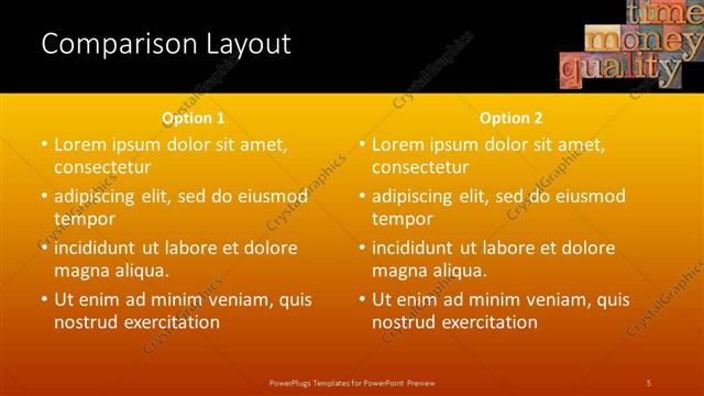 Comparison presentation slide layout