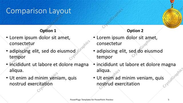 Comparison presentation slide layout