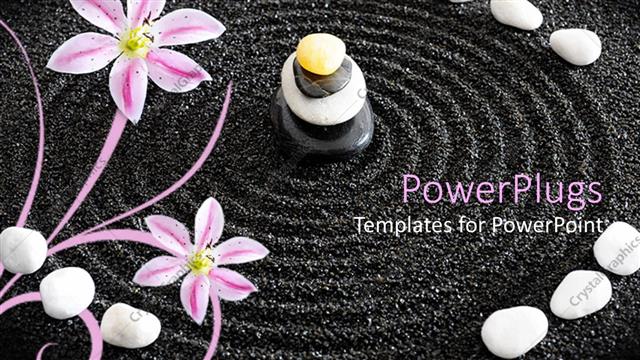  Presentation with garden sand - A beautiful depiction of zen garden along with circles in the black sand