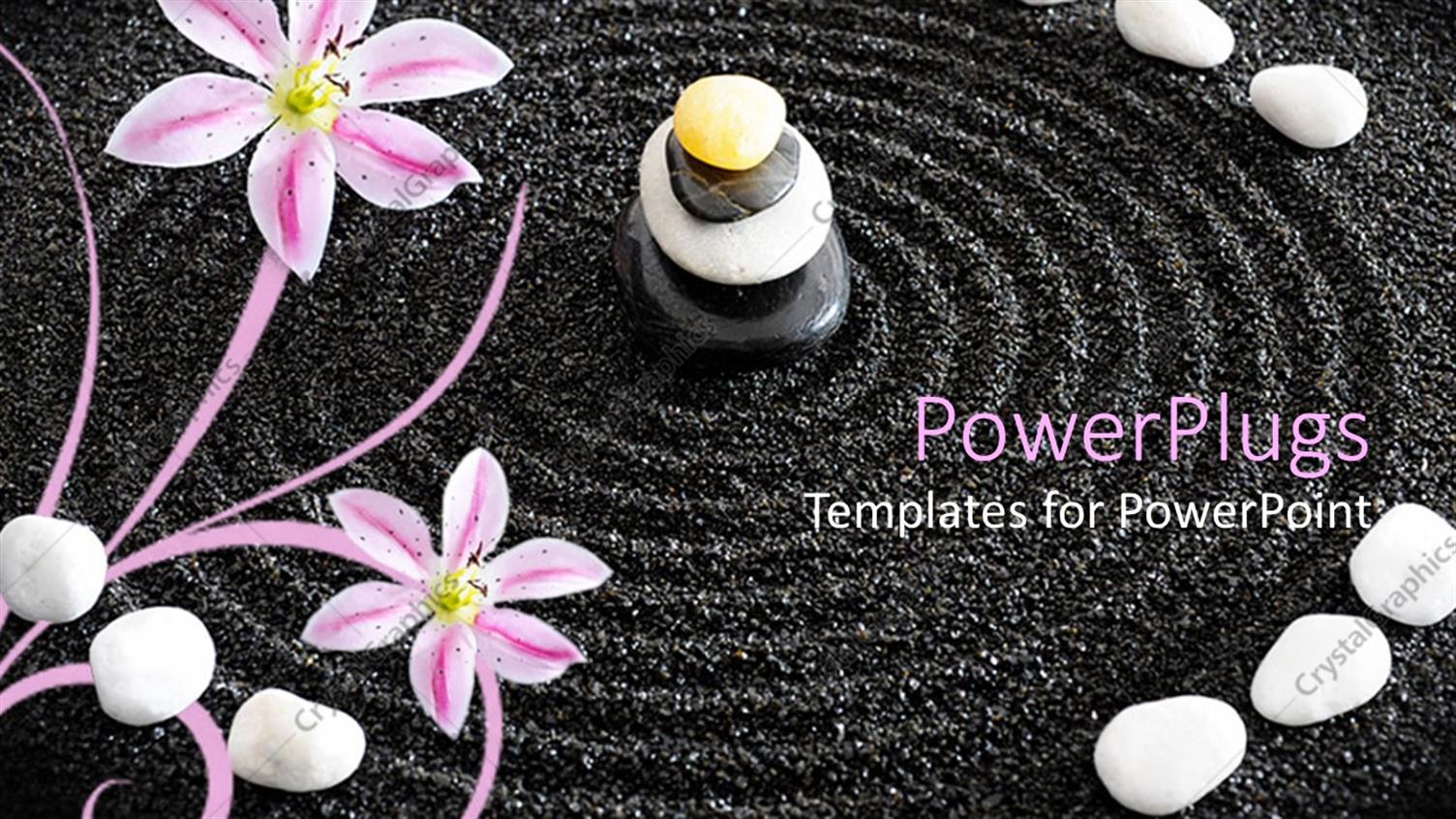 Featuring a Beautiful Depiction of Zen Garden Along with Circles in the Black Sand
