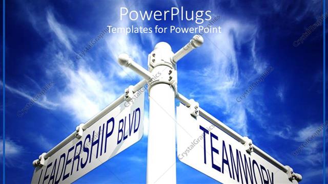  Presentation with teamwork - A beautiful description of two signs with clouds in the background