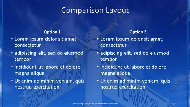 Comparison presentation slide layout