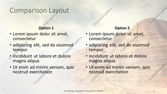 Comparison presentation slide layout
