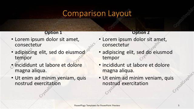 Comparison presentation slide layout