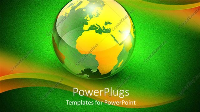  Presentation with green earth - Beautiful earth globe with yellow and green background