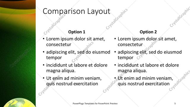 Comparison presentation slide layout