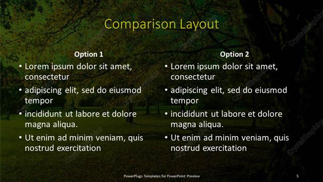 Comparison presentation slide layout
