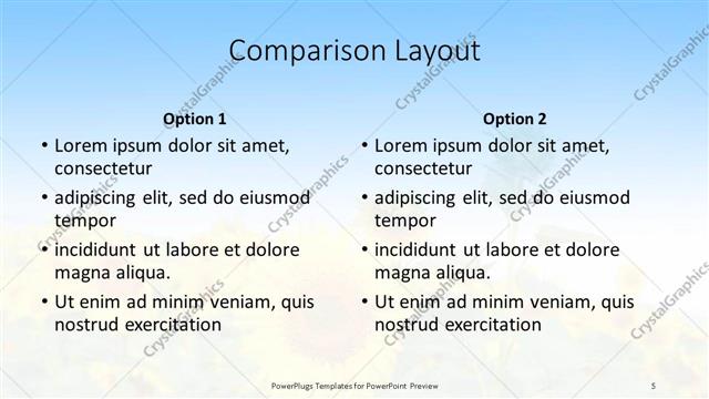 Comparison presentation slide layout