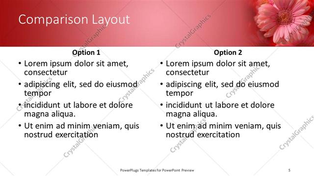 Comparison presentation slide layout