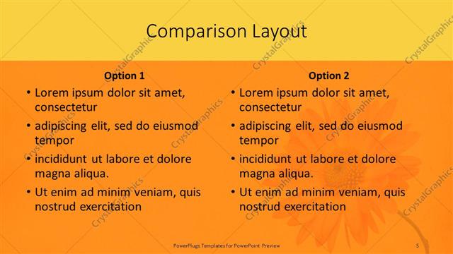 Comparison presentation slide layout