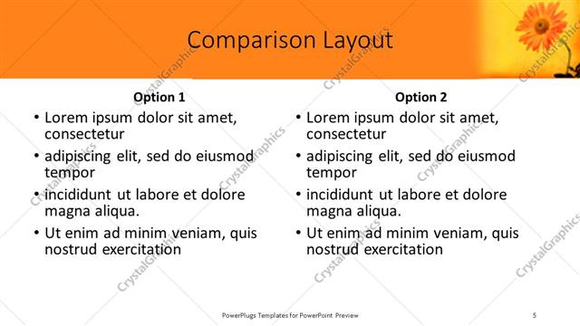 Comparison presentation slide layout