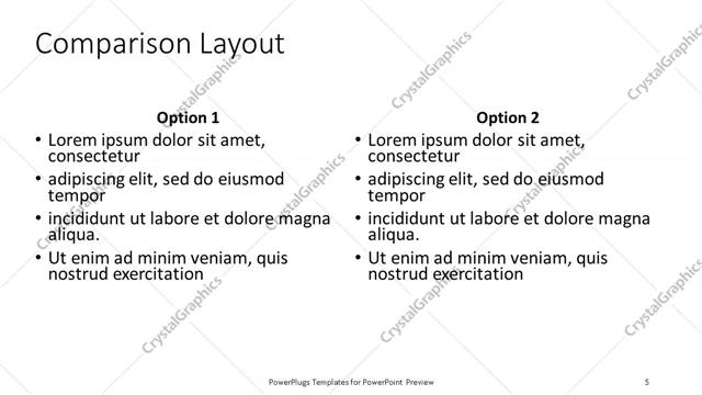 Comparison presentation slide layout