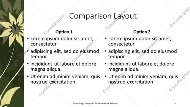 Comparison presentation slide layout