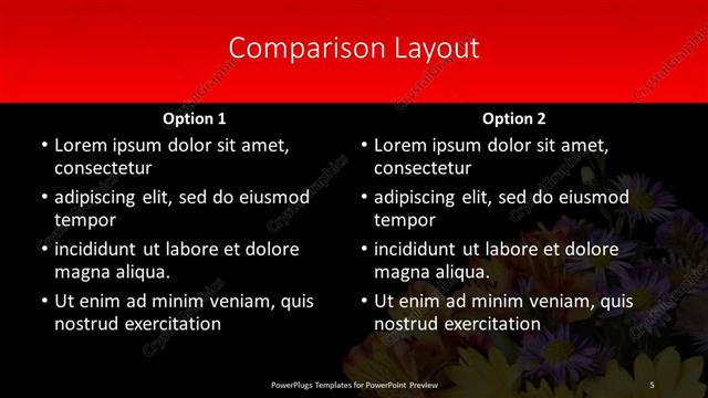 Comparison presentation slide layout