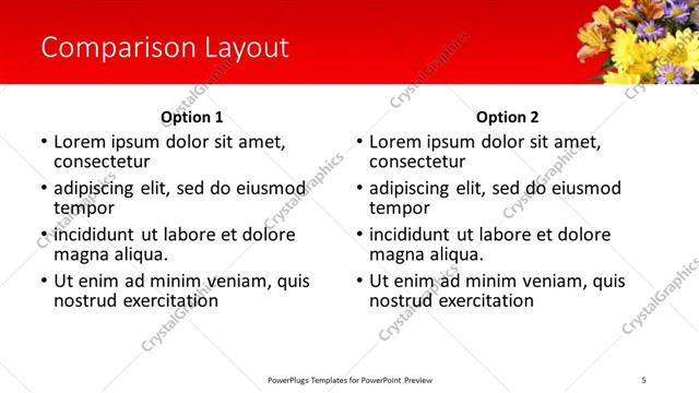 Comparison presentation slide layout