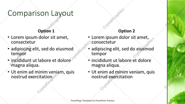 Comparison presentation slide layout