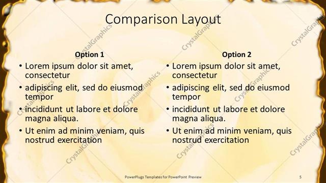 Comparison presentation slide layout