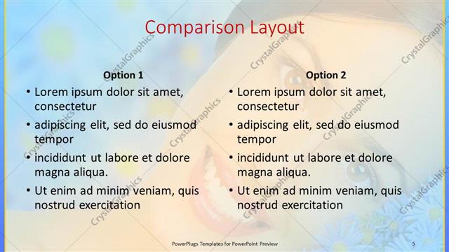 Comparison presentation slide layout