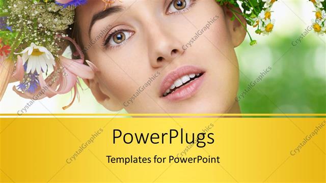  Presentation with bunch - Beautiful girl with bunch of multicolor flowers and nature