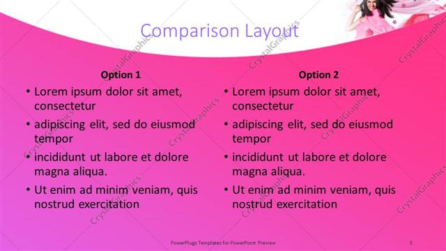 Comparison presentation slide layout