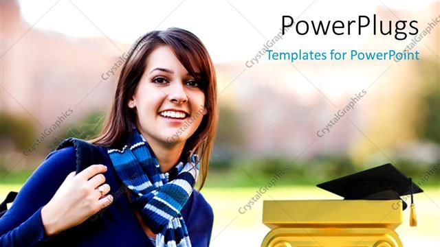  Presentation with college - A beautiful girl with the graduation cap