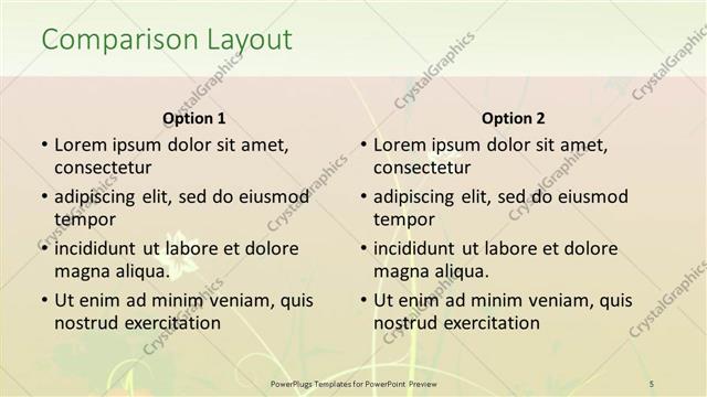 Comparison presentation slide layout
