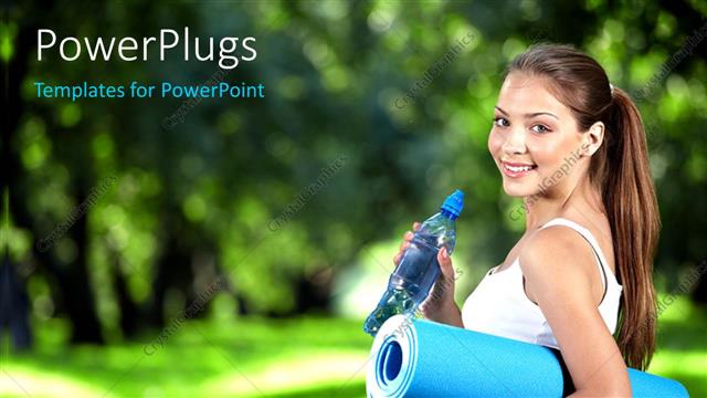  Presentation with sports - A beautiful girl after jogging with greenery in the background