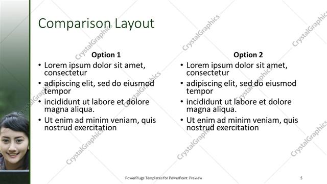 Comparison presentation slide layout
