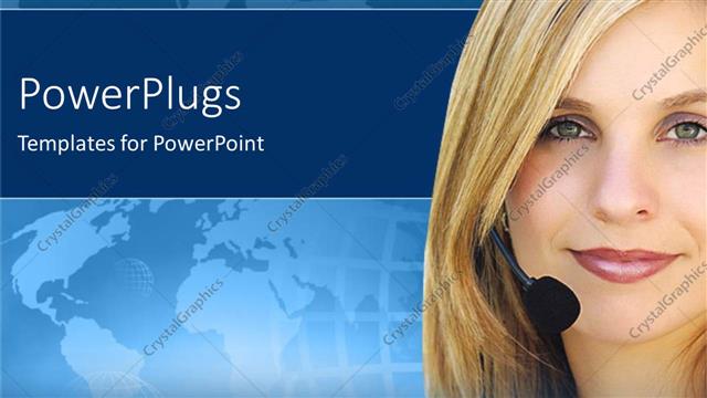  Presentation with telecommunication - A beautiful girl with map of the Earth in the background