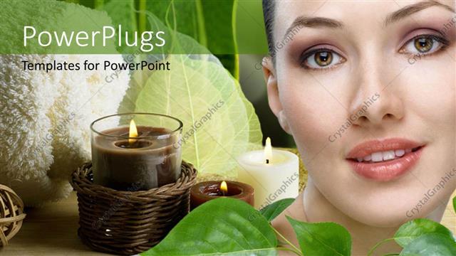  Presentation with spa - A beautiful girl with a number of candles and place for text