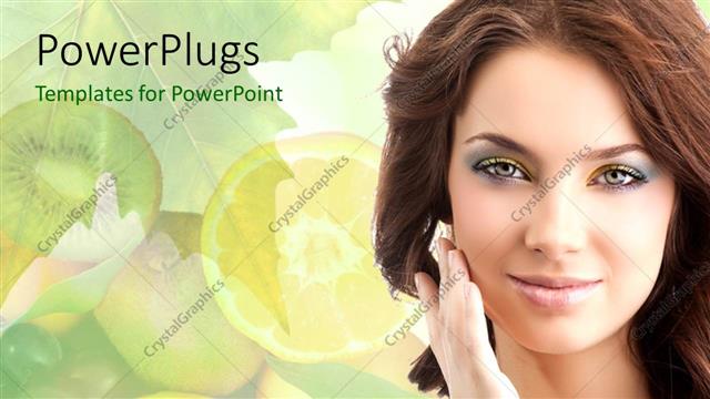  Presentation with beauty - A beautiful girl with a number of fruits in the background