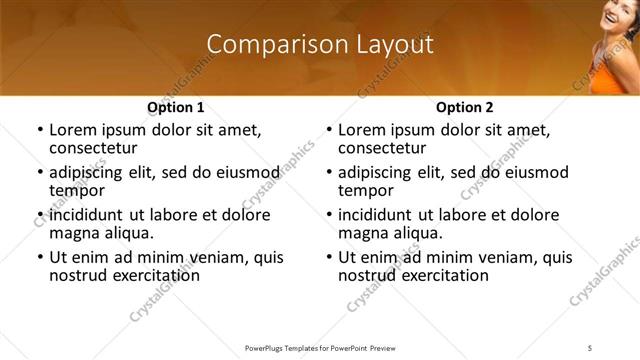 Comparison presentation slide layout