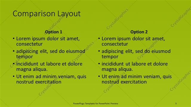 Comparison presentation slide layout