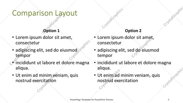 Comparison presentation slide layout