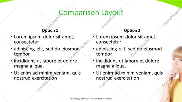 Comparison presentation slide layout