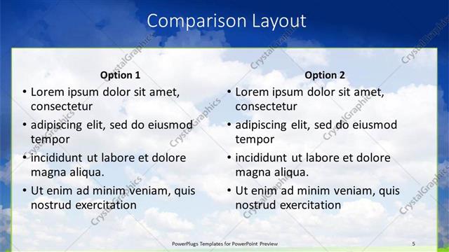 Comparison presentation slide layout