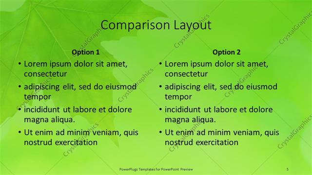 Comparison presentation slide layout