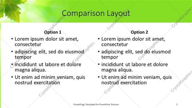 Comparison presentation slide layout